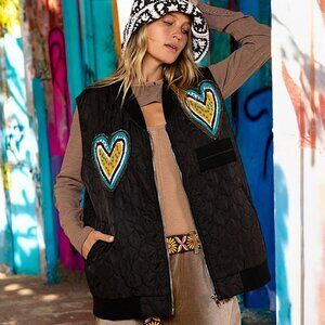 POL 67109  Quilted Heart Patch Vest